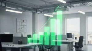 A green graph on a office